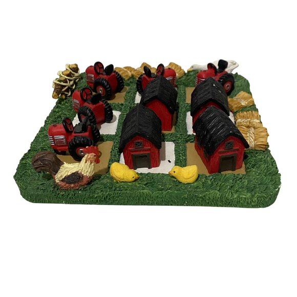 Cracker Barrel Farm Theme Tic Tac Toe Game Barn Tractor Goose Chicks Rooster Hay - Picture 4 of 9